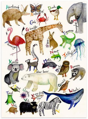komponist Trives købmand A-Z Animal Alphabet Educational Painting Poster for Baby Kids Nursery  Children's Wall Art Gift – Little Sprog